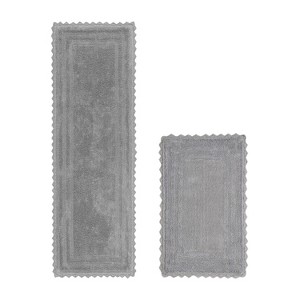 Lilly Crochet Collection 100% Cotton Tufted Reversible 2-Piece Bath Rug Set – Super Absorbent, Machine Washable Bathroom Mats with Crochet Pattern - 1 of 4
