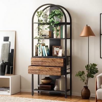 Hommoo 70.8" Tall 4-Tier Industrial  Bookshelf with LED Light