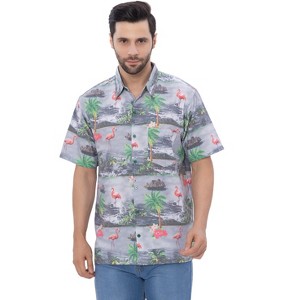 HAPPY BAY Men's Hawaiian Shirts Short Sleeve Button Down Shirt Men's Hawaii Shirts Boho Vacation Summer Beach Shirts for Men - 1 of 4