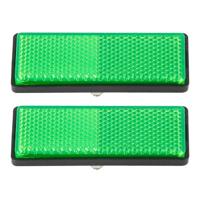 Unique Bargains Rectangle Motorcycle Bike Screw Mount Warning Reflector 5mm-6mm Green 1 Pair