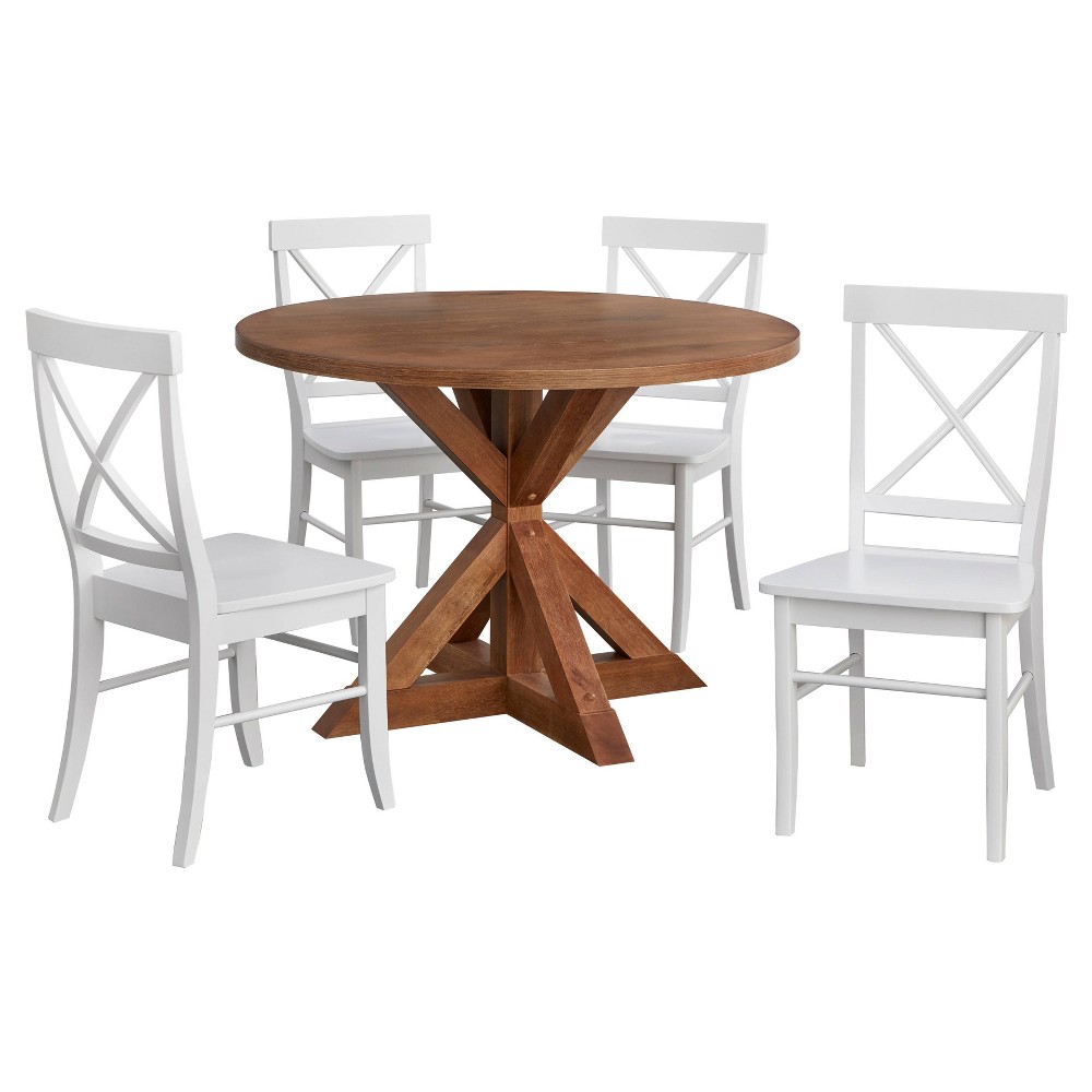 Photos - Dining Table 5pc Crenshaw Round Dining Set Driftwood White - Buylateral