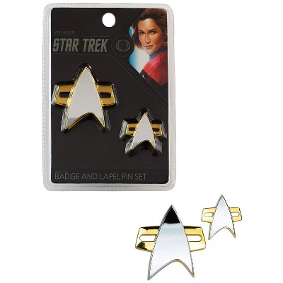 Quantum Mechanix Star Trek Voyager Communicator Badge and Lapel Pin Set