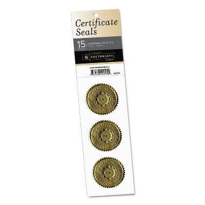 SOUTHWORTH CO. Gold Certificate Seals "Achievement" 1 3/4" dia Gold 15/Pack 99294