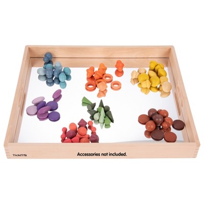 Natural Wood and Mirror Sensory Play Tray