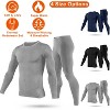 iNova"Men's Thermal Underwear Set, Long Johns, Long Sleeve Top & Bottom, Winter Sports Base Layer"BlackGrey&Navy - 4 of 4