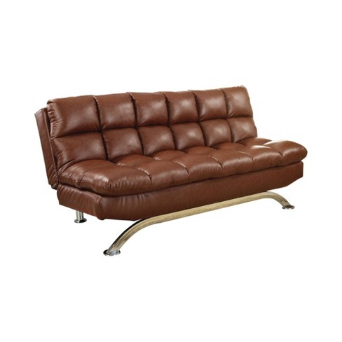 Mellie Futon Sofa Saddle Barkwood Brown, Target Leather Futon