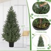 4 Ft Artificial Topiary Trees for Outdoors, Outdoor Artificial Cedar Tree Set of 2, Faux Evergreen Fake Pine Cypress Trees Plant - 2 of 4