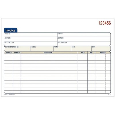 Adams 3-Part Carbonless Invoices Book 8.44"W x 5.56"L 50 Forms/Book 196170