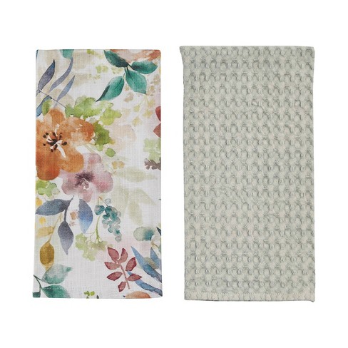 S/2 Square Cotton Waffle Weave Dish Cloths w/Loops - Moss & Embers Home  Decorum