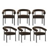 Set of 6 Velvet Upholstered Dining Armchairs, Comfortable Curved Back Chairs with Arms for Large Tables, Kitchen or Guest Seating-Maison Boucle - 3 of 4