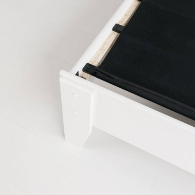 Crisp Matte White Engineered Wood Full Platform Bed Frame