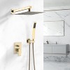 PROOX Double Handle 2-Spray Square High Pressure Shower Faucet 1.75 GPM with Handheld in Brushed Gold - 2 of 4