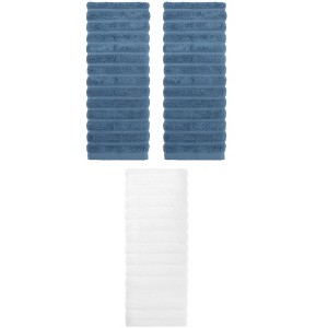 REGALWOVEN 3 Pack Solid Striped Cotton Hand Towels for Bathroom, Kitchen, Gym 14" x 30" - 1 of 4