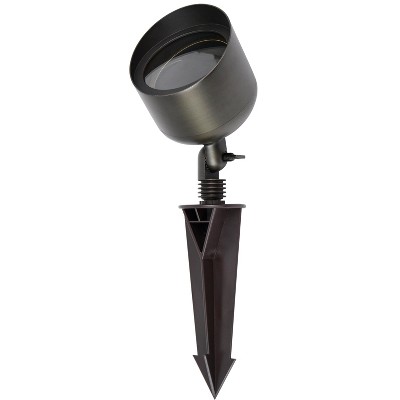 Elegant Dark Bronze Cast Brass Outdoor Spot Light with Convex Glass Shade