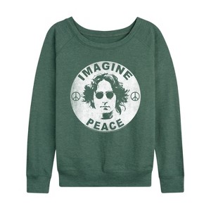 Women's - John Lennon - Lennon Imagine Peace Lightweight French Terry Wide Neck Long Sleeve Graphic Shirt - 1 of 4