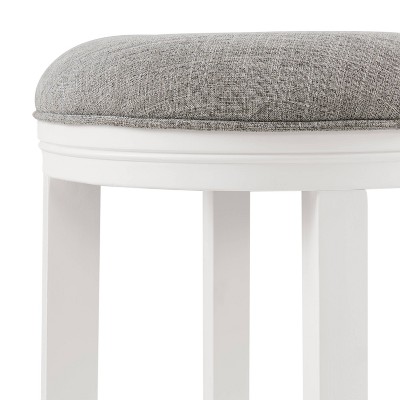 Natick 30" White Rubberwood Backless Bar Stools, Set of 2