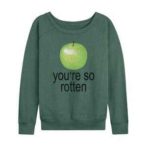 Women's - Instant Message - You're So Rotten Lightweight French Terry Wide Neck Long Sleeve Graphic Shirt - 1 of 4