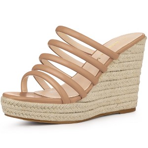 Allegra K Women's Platform Strappy Slip-on Espadrille Wedges Sandals - 1 of 4