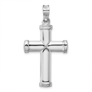 Black Bow Jewelry Men's 14k White Gold Hollow 3D Polished Cross Pendant, 25 x 44mm - 1 of 4