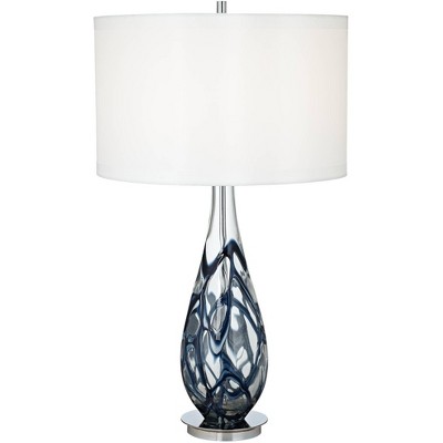 Pacific Coast Lighting Indigo Swirl 33 1/2" Tall Large Modern Coastal End Table Lamp Blue Clear Art Glass Single Living Room Bedroom (Colors May Vary)
