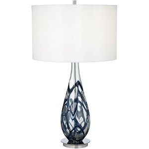 Pacific Coast Lighting Indigo Swirl 33 1/2" Tall Large Modern Coastal End Table Lamp Blue Clear Art Glass Single Living Room Bedroom (Colors May Vary) - 1 of 4
