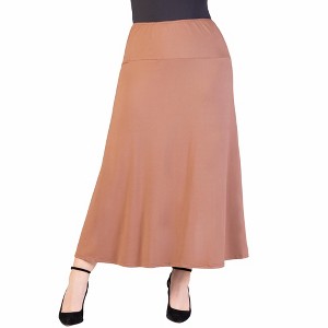 Plus Comfortable Fit Elastic Waist Maxi Skirt - 24seven Comfort Apparel™ - 1 of 4