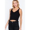 Slickblue Women's Sleeveless Sweater Top, Double V-Neck Side Ruched Knit Tank, Soft Fit Style, Black, S-L - 2 of 4
