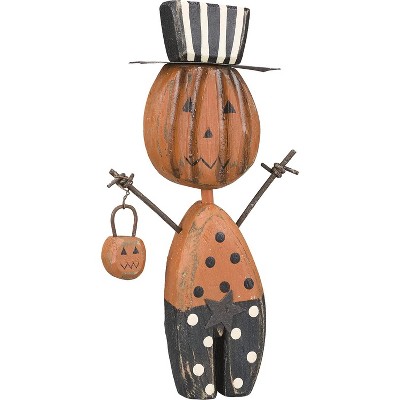 PBK Halloween Decor - Wood Prim Chunky Jack Pumpkin Sitter