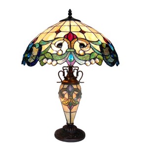 Chloe Lighting Dulce Tiffany-Style 3 Light Victorian Double Lit Table Lamp 18" Shade - 1 of 4