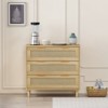KTMBDW 3-Drawer Nightstand, Rattan Chest of Drawers for Bedroom, Wooden Bedroom Dresser with 3 Storage Drawers, Natural - 2 of 4
