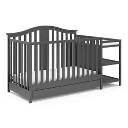 Graco Solano 5-in-1 Convertible Crib and Changer with Drawer - Gray