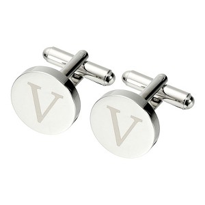 Unique Bargains Alphabet Copper Round Men Cuff Links - 1 of 4