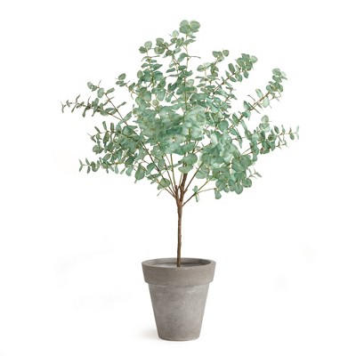 49" Faux Eucalyptus Tree in Black Plastic Pot