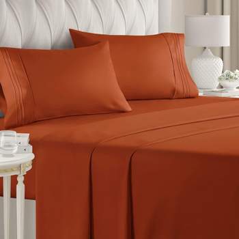  Horbaunal Burnt Orange Queen Size Sheet Set - 6 Piece Luxury  1800 Thread Count Bedding Sheets & Pillowcases - 16 Inch Deep Pocket  Microfiber Bedding Set - Soft & Wrinkle Bed Sheets : Home & Kitchen