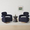 WestinTrends Alexandria Mid-Century Modern Faux Shearling Swivel Barrel Accent Chair (Set of 2) - 2 of 4