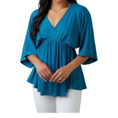 Women's Storied Mots Draped Peplum Top - White Birch