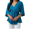 Women's Storied Mots Draped Peplum Top - White Birch - 2 of 4