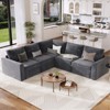 Sectional Sleeper Sofa with Pull Out Bed, Chenille Modular Sectional Couch with Pull Out Couch and Storage Seat & 2 Ottomans, Convertible Couches - 4 of 4
