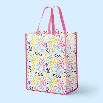 Discontinued Print BAGGU Standard Reusable Bag Shopping Pink & Blue Stripe-NEW 