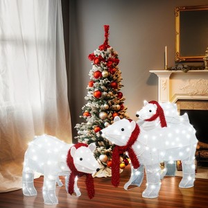 Hooseng 3-Piece Prelit Christmas Polar Bear Family Set, All-Weather Indoor and Outdoor Xmas Decor Set with 210 Pre-Strung LED Lights - 1 of 4