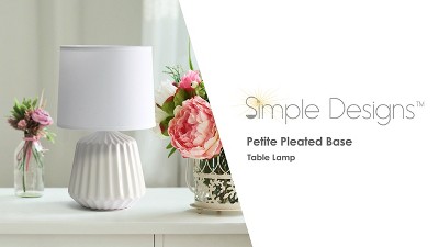 Petite White Ceramic Table Lamp with Pleated Base