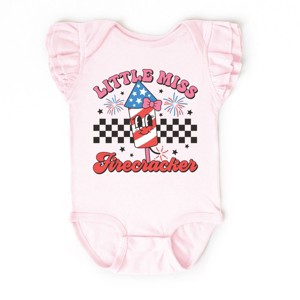 The Juniper Shop Little Miss Firecracker Checkered Flutter Sleeve Bodysuit - 1 of 4