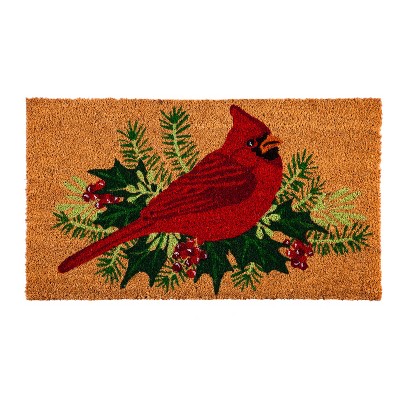 Evergreen Flag Winter Cardinal Coir Mat