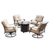 Oakland Living 5pc Aluminum Outdoor Patio Fire Pit Dining with 34" Round Fire Table Copper/Beige: Swivel Rocking Chairs, Weather-Resistant - 2 of 4