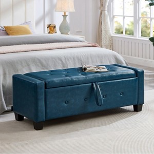 KTMBDW 48" Ottoman with Storage, Storage Ottoman Bench with Safety Hinge, Upholstered Entryway Bench with Seating for Bedroom, Living Room - 1 of 4
