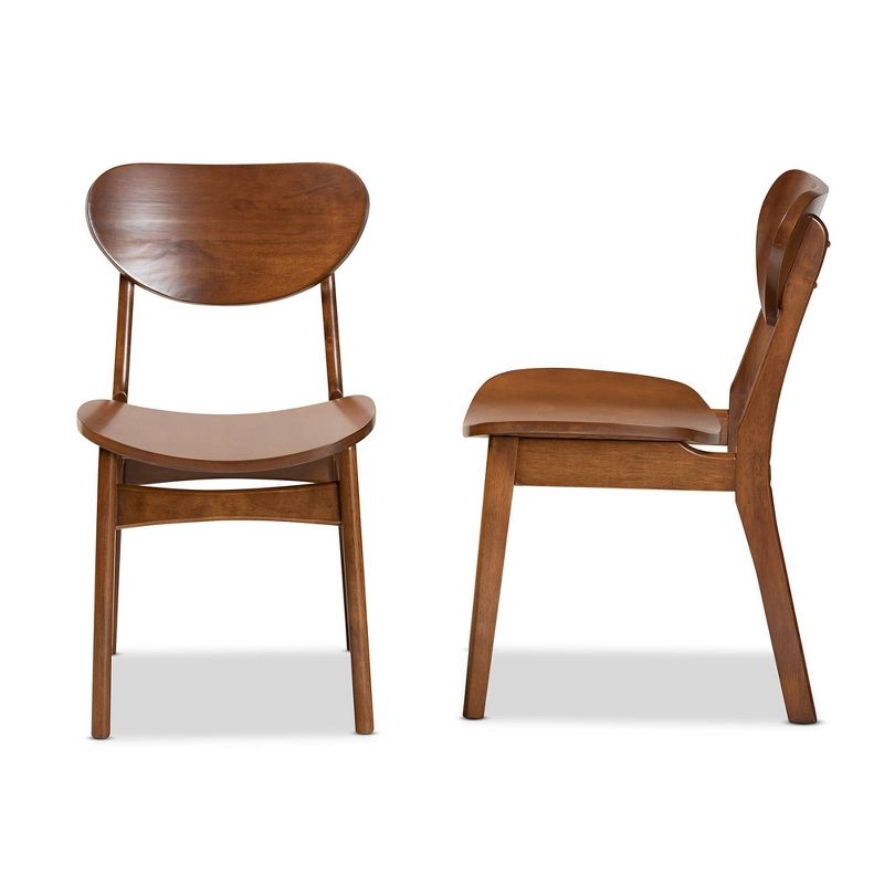 2pc Katya Wood Dining Chair Set Brown - Baxton Studio: Walnut Finish, Curved Backrest, Upholstered Seat, 4 of 9