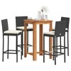 vidaXL Patio Bar Set Outdoor Garden Furniture Solid Wood Acacia and Poly Rattan - Black 5 Piece - 2 of 4
