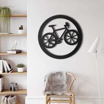 Sussexhome Bicycle Metal Wall Decor for Home and Outside - Wall-Mounted Geometric Wall Art Decor - Drop Shadow 3D Effect Wall Decoration for Living Room Bedroom