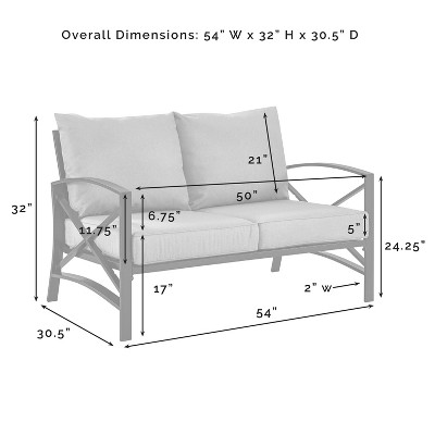 Oatmeal and Bronze Metal Outdoor Loveseat with Cushions