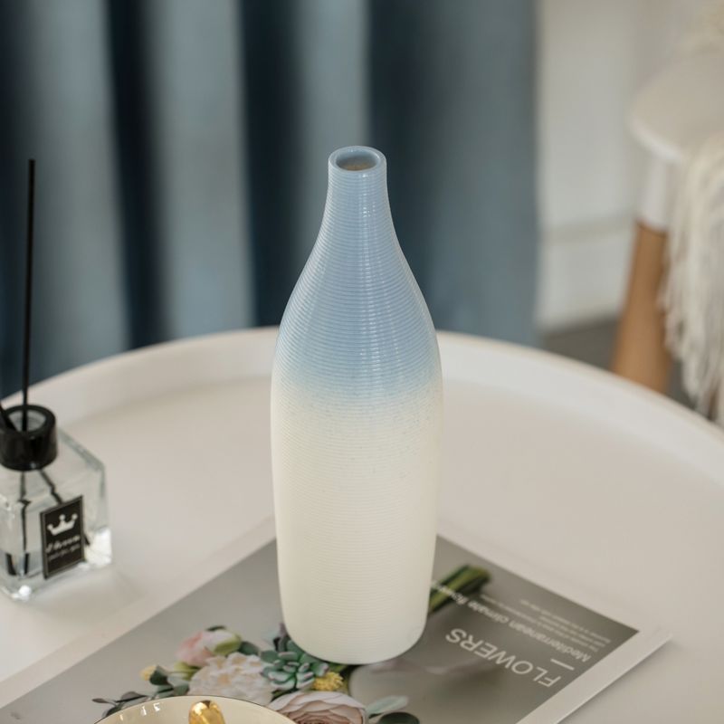 Modern Decorative Ceramic Table Vase Ripped Design Bottle Shape Flower Holder, 5 of 6